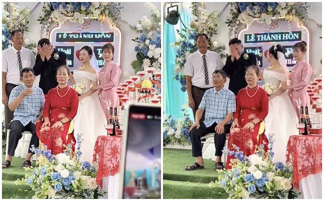 Chú rể ôm mặt khóc nức nở trong đám cưới, cô dâu liên tục vỗ vai an ủi: Xúc động lý do- Ảnh 1. Chú rể ôm mặt khóc nức nở trong đám cưới, cô dâu liên tục vỗ vai an ủi: Xúc động lý do- Ảnh 1.