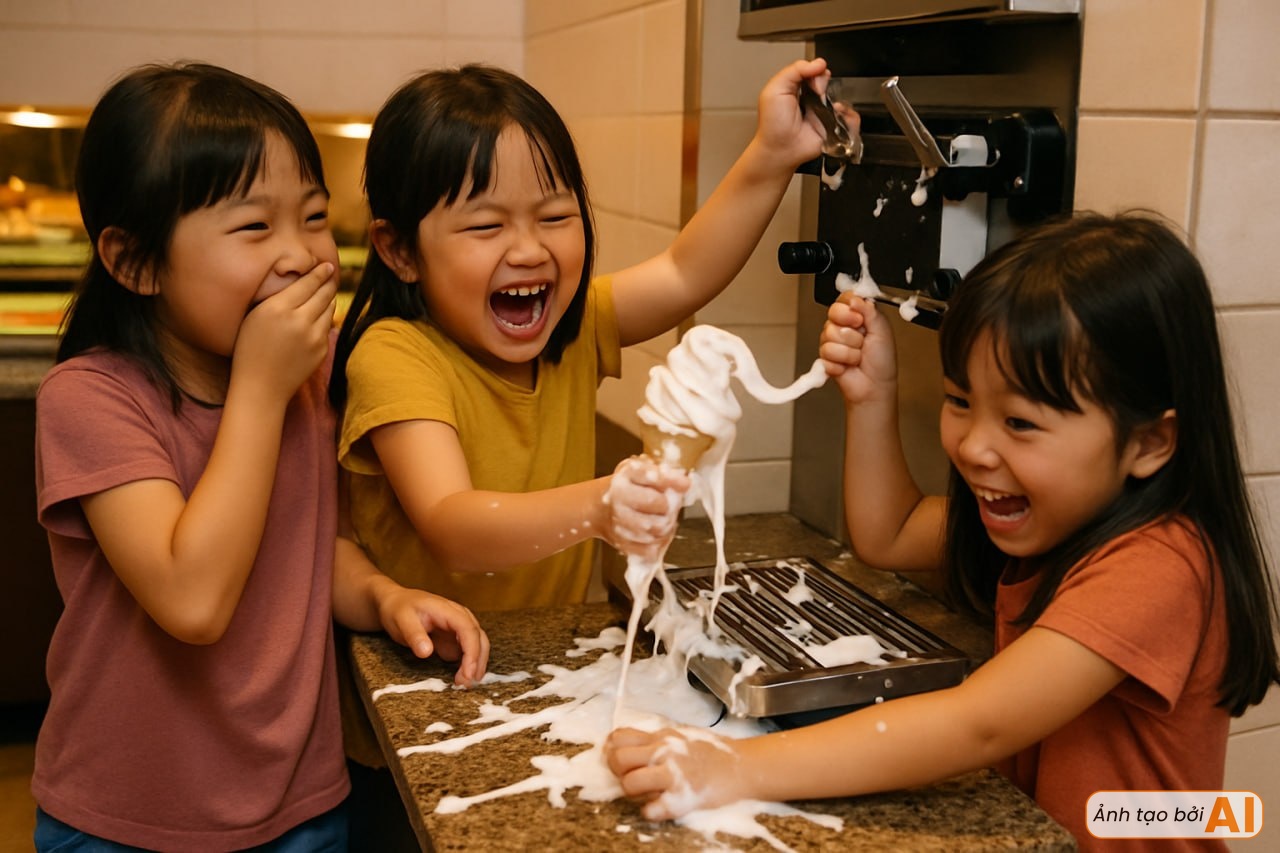 3 đứa trẻ quậy tung máy làm kem ở nhà hàng buffet, lấy lắm rồi bỏ phí, netizen mắng: "Ra đường thì dạy con cho kỹ"- Ảnh 4. 3 đứa trẻ quậy tung máy làm kem ở nhà hàng buffet, lấy lắm rồi bỏ phí, netizen mắng: "Ra đường thì dạy con cho kỹ"- Ảnh 4.