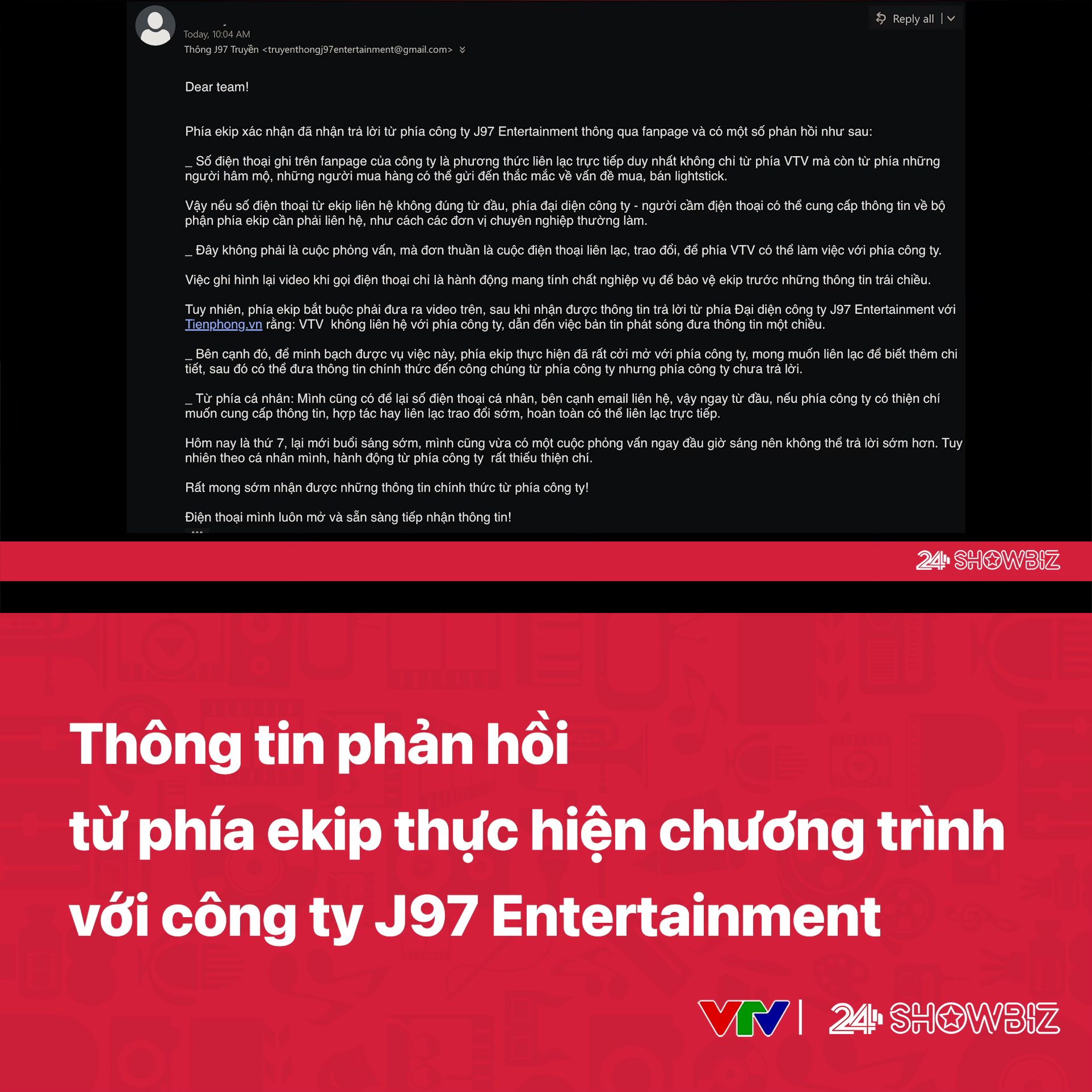 VTV tiếp tục phản hồi Công ty J97: Đã cởi mở nhưng đối phương VTV tiếp tục phản hồi Công ty J97: Đã cởi mở nhưng đối phương