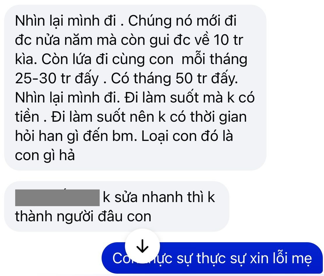Xin khất 1 tháng không gửi tiền về nhà, cô gái thắt tim khi đọc tin nhắn của mẹ: "Chúng nó mới đi nửa năm còn gửi về 10 triệu"- Ảnh 1. Xin khất 1 tháng không gửi tiền về nhà, cô gái thắt tim khi đọc tin nhắn của mẹ: "Chúng nó mới đi nửa năm còn gửi về 10 triệu"- Ảnh 1.