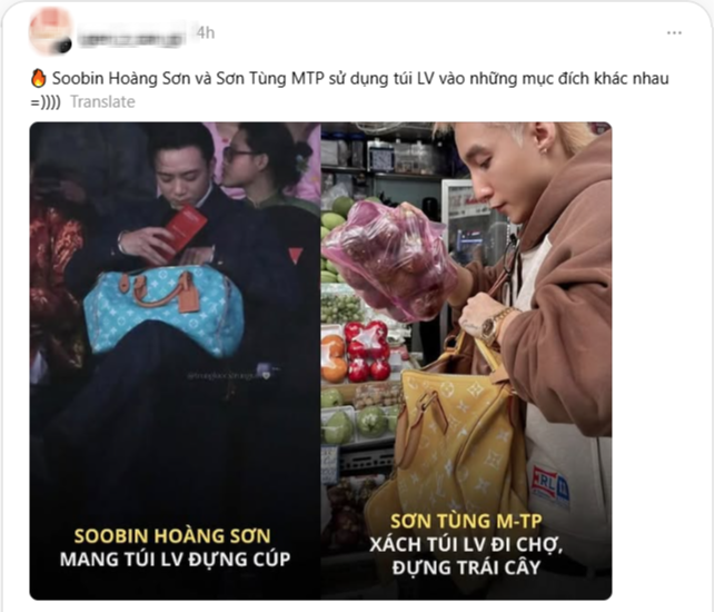 Fan Sơn Tùng M-TP và Soobin “khẩu chiến” căng đét vì chiếc túi LV 300 triệu đựng măng cụt- Ảnh 3. Fan Sơn Tùng M-TP và Soobin “khẩu chiến” căng đét vì chiếc túi LV 300 triệu đựng măng cụt- Ảnh 3.