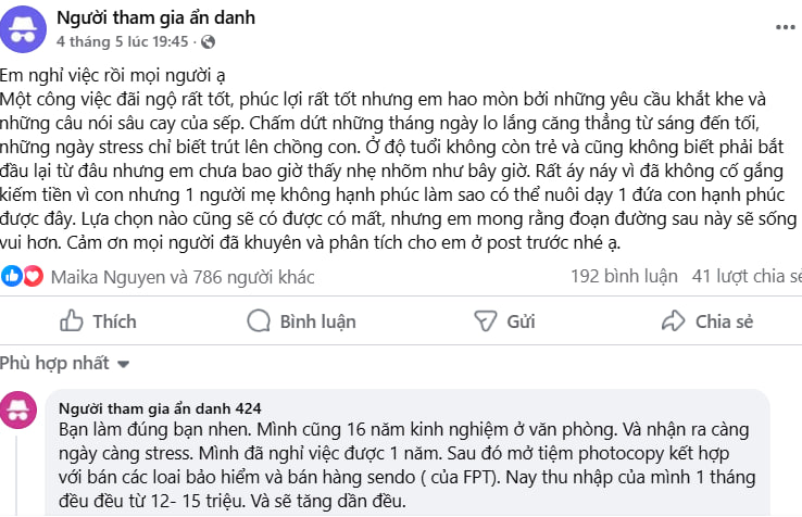 Từ bỏ công việc lương 2.000 USD/tháng và chế độ làm việc “trong mơ”, người phụ nữ vẫn nhận được vô vàn sự ủng hộ chỉ nhờ một lý do sau- Ảnh 2. Từ bỏ công việc lương 2.000 USD/tháng và chế độ làm việc “trong mơ”, người phụ nữ vẫn nhận được vô vàn sự ủng hộ chỉ nhờ một lý do sau- Ảnh 2.