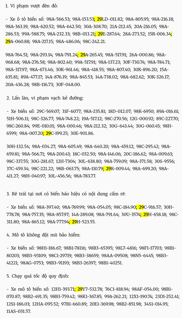 Hàng loạt chủ xe Hà Nội có biển số sau phải nộp phạt 'nguội' theo Nghị định 168- Ảnh 3. Hàng loạt chủ xe Hà Nội có biển số sau phải nộp phạt 'nguội' theo Nghị định 168- Ảnh 3.