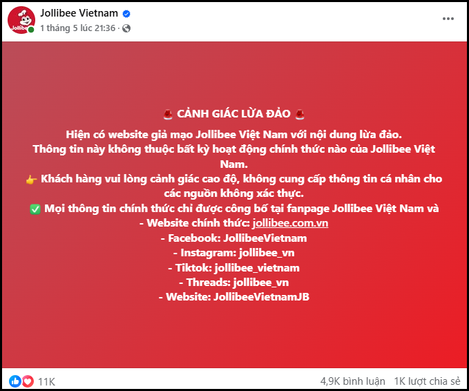 Jollibee Việt Nam cảnh báo- Ảnh 1. Jollibee Việt Nam cảnh báo- Ảnh 1.