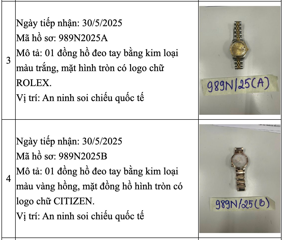 Sân bay Tân Sơn Nhất tìm người bỏ quên đồng hồ "logo Rolex", giày "có chữ Versace"- Ảnh 2. Sân bay Tân Sơn Nhất tìm người bỏ quên đồng hồ "logo Rolex", giày "có chữ Versace"- Ảnh 2.