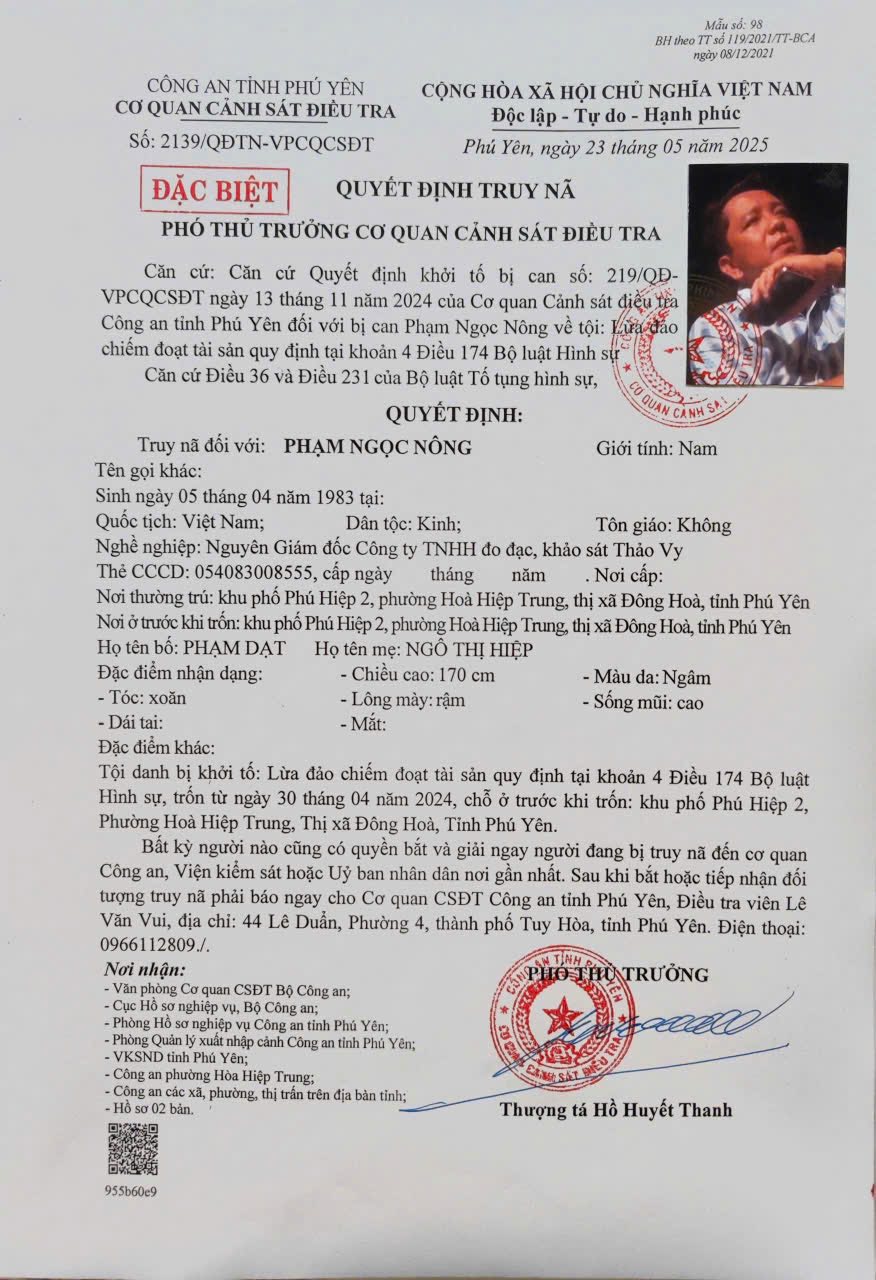 Truy nã đặc biệt giám đốc Phạm Ngọc Nông- Ảnh 1. Truy nã đặc biệt giám đốc Phạm Ngọc Nông- Ảnh 1.