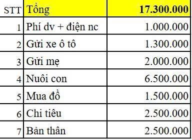 Bảng chi tiêu trị giá 17,3 triệu đồng của cô vợ Hà Nội khiến nhiều người lắc đầu: "Lương 60 triệu cũng chưa dám tiêu cỡ này"- Ảnh 1. Bảng chi tiêu trị giá 17,3 triệu đồng của cô vợ Hà Nội khiến nhiều người lắc đầu: "Lương 60 triệu cũng chưa dám tiêu cỡ này"- Ảnh 1.
