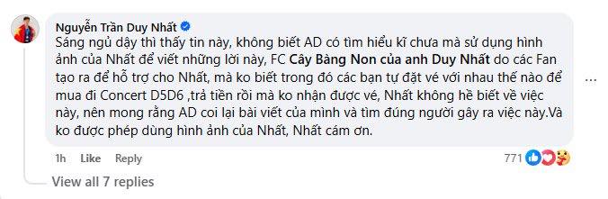 Phía Nguyễn Trần Duy Nhất lên tiếng về thông tin FC scam vé concert Chông Gai lên đến hàng trăm triệu đồng- Ảnh 9. Phía Nguyễn Trần Duy Nhất lên tiếng về thông tin FC scam vé concert Chông Gai lên đến hàng trăm triệu đồng- Ảnh 9.