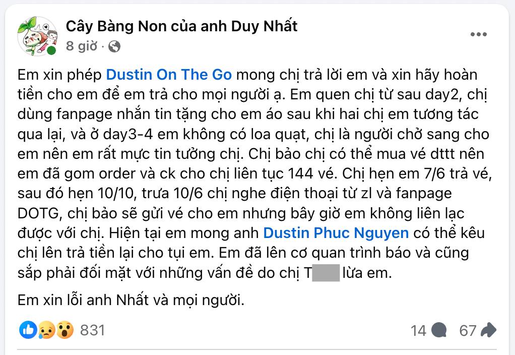 Phía Nguyễn Trần Duy Nhất lên tiếng về thông tin FC scam vé concert Chông Gai lên đến hàng trăm triệu đồng- Ảnh 5. Phía Nguyễn Trần Duy Nhất lên tiếng về thông tin FC scam vé concert Chông Gai lên đến hàng trăm triệu đồng- Ảnh 5.
