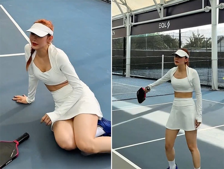 “Há hốc mồm” với visual trắng phát sáng của Minh Hằng trên sân pickleball, thời trang đỉnh, trình cũng không xoàng- Ảnh 5. “Há hốc mồm” với visual trắng phát sáng của Minh Hằng trên sân pickleball, thời trang đỉnh, trình cũng không xoàng- Ảnh 5.