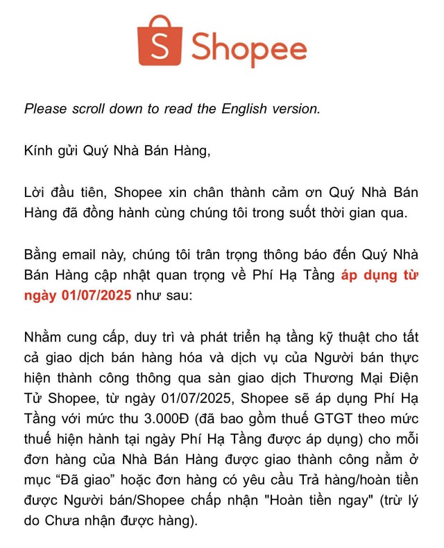 Shopee lý giải mục đích thu phí hạ tầng 3.000 đồng mỗi đơn hàng- Ảnh 1.