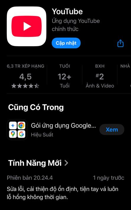 Người dùng iPhone cần cập nhật YouTube ngay và luôn, đây là lý do- Ảnh 1. Người dùng iPhone cần cập nhật YouTube ngay và luôn, đây là lý do- Ảnh 1.