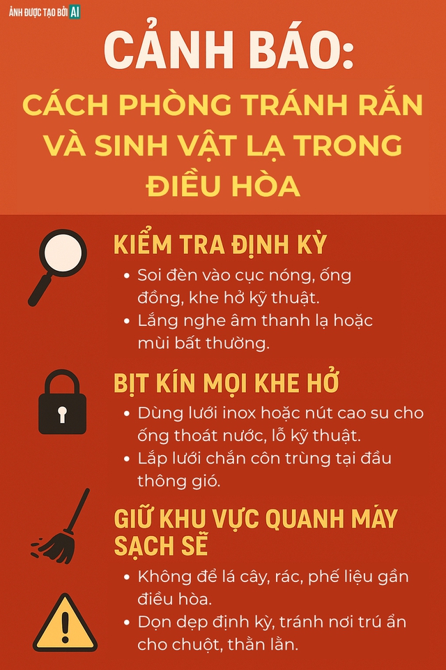 Dấu hiệu quan trọng cho thấy đang có rắn, 'sinh vật lạ' trong điều hòa: Nhiều gia đình chủ quan bỏ qua- Ảnh 6. Dấu hiệu quan trọng cho thấy đang có rắn, 'sinh vật lạ' trong điều hòa: Nhiều gia đình chủ quan bỏ qua- Ảnh 6.