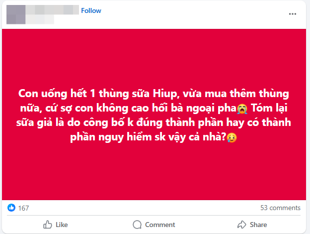 Cho cả 2 con uống hàng chục hộp sữa HIUP, người mẹ trẻ hoang mang uất nghẹn: “Khổ thân, con đã còi cọc lại uống sữa giả”- Ảnh 1.