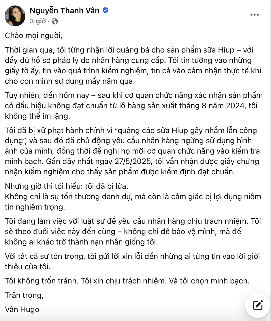 Toàn cảnh vụ MC, BTV nổi tiếng quảng cáo sữa giả HIUP: Xin lỗi, chịu phạt, kêu oan... khán giả từ chối tin- Ảnh 5. Toàn cảnh vụ MC, BTV nổi tiếng quảng cáo sữa giả HIUP: Xin lỗi, chịu phạt, kêu oan... khán giả từ chối tin- Ảnh 5.