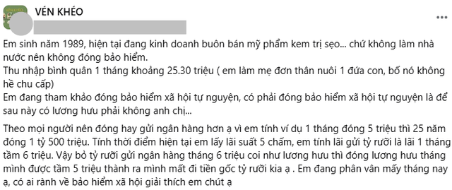 "Bán hàng online, có 1,5 tỷ nên gửi tiết kiệm hay đóng BHXH 5 triệu/tháng": Sau ngày 1/7/2025 - câu hỏi này chỉ còn một đáp án LUÔN đúng- Ảnh 1. "Bán hàng online, có 1,5 tỷ nên gửi tiết kiệm hay đóng BHXH 5 triệu/tháng": Sau ngày 1/7/2025 - câu hỏi này chỉ còn một đáp án LUÔN đúng- Ảnh 1.