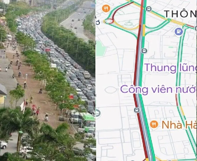 Ùn ứ trên 2 tuyến đường vừa dựng hàng rào cứng phân làn ô tô, xe máy tại Hà Nội- Ảnh 3.
