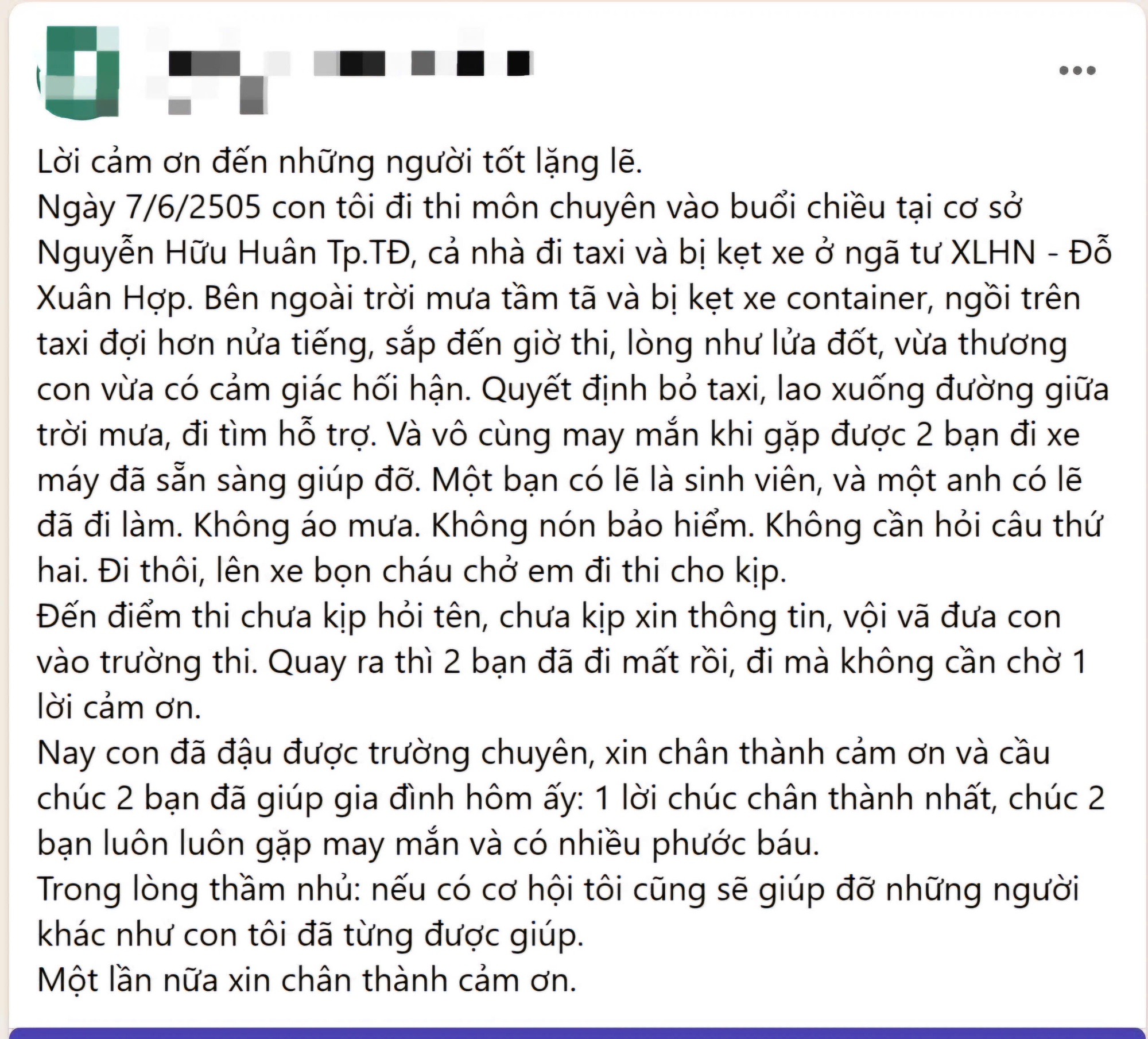 Con gái đậu trường chuyên lớp 10, người cha viết thư cảm ơn 2 ân nhân- Ảnh 1. Con gái đậu trường chuyên lớp 10, người cha viết thư cảm ơn 2 ân nhân- Ảnh 1.