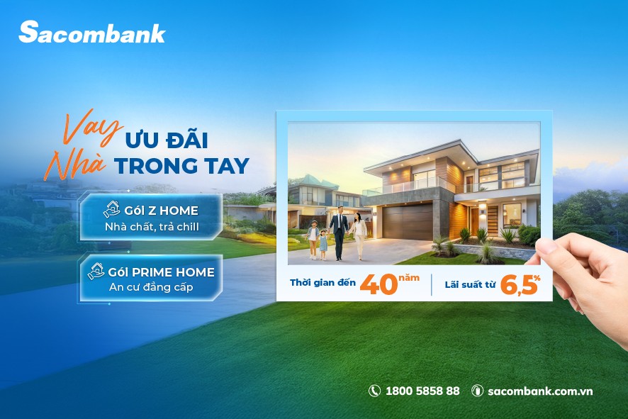 Mở rộng cánh cửa an cư cùng Sacombank: Lãi suất hấp dẫn, miễn trả gốc đến 5 năm- Ảnh 1. Mở rộng cánh cửa an cư cùng Sacombank: Lãi suất hấp dẫn, miễn trả gốc đến 5 năm- Ảnh 1.