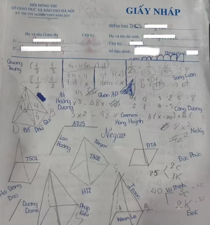 Loạt giấy nháp 'gây bão' mùa thi tốt nghiệp THPT- Ảnh 3. Loạt giấy nháp 'gây bão' mùa thi tốt nghiệp THPT- Ảnh 3.