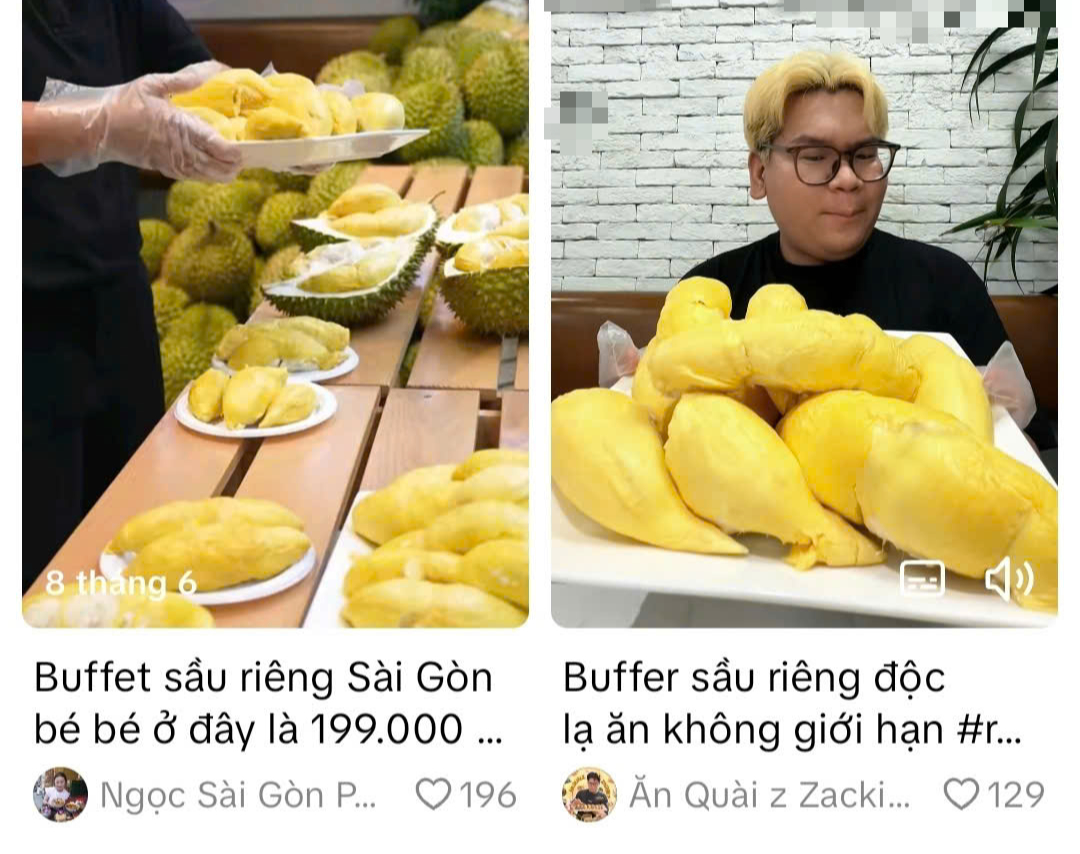 Buffet sầu riêng 199.000 đồng ăn trong 1 giờ "gây bão" mạng xã hội- Ảnh 1. Buffet sầu riêng 199.000 đồng ăn trong 1 giờ "gây bão" mạng xã hội- Ảnh 1.