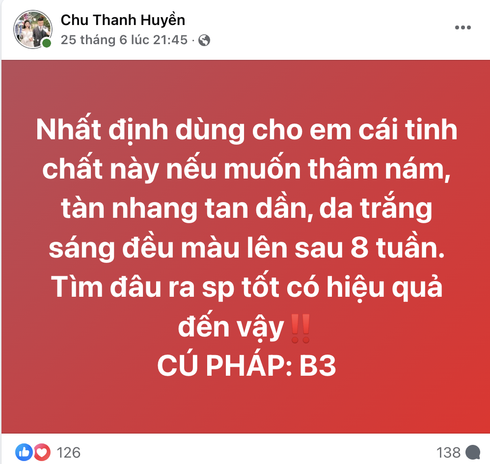Fanpage Chu Thanh Huyền quảng cáo thổi phồng công dụng: Fanpage Chu Thanh Huyền quảng cáo thổi phồng công dụng: