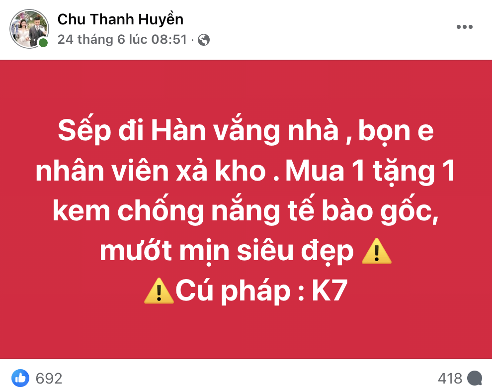 Fanpage Chu Thanh Huyền quảng cáo thổi phồng công dụng: Fanpage Chu Thanh Huyền quảng cáo thổi phồng công dụng:
