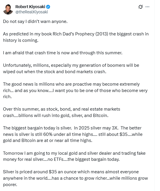 Tác giả ‘Cha giàu, cha nghèo’: 'Ngay ngày mai tôi sẽ đi mua thứ này - món hời nhất hiện nay, thay vì Bitcoin'- Ảnh 1. Tác giả ‘Cha giàu, cha nghèo’: 'Ngay ngày mai tôi sẽ đi mua thứ này - món hời nhất hiện nay, thay vì Bitcoin'- Ảnh 1.