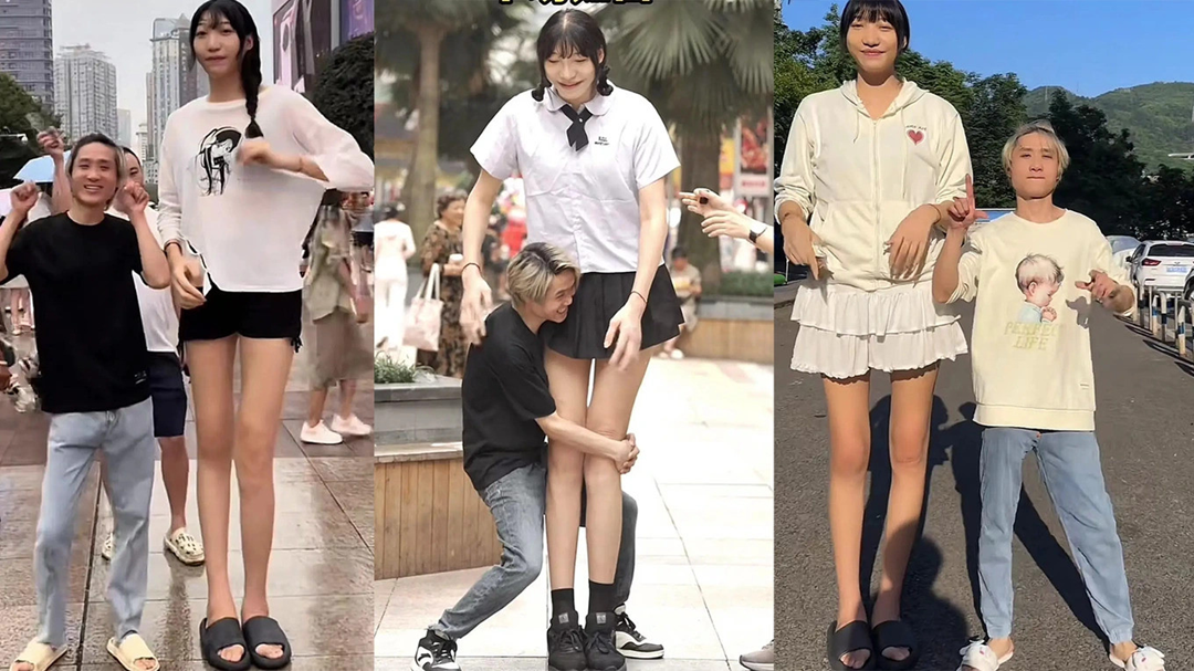 Chàng trai "tí hon" yêu say đắm cô gái "khổng lồ" cao 2m2, biết lý do ai cũng bất ngờ- Ảnh 1.