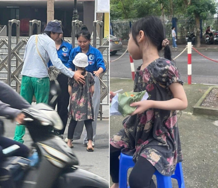 Em gái lớp 2 ngồi cổng trường thi đợi anh trai gây sốt mạng- Ảnh 1. Em gái lớp 2 ngồi cổng trường thi đợi anh trai gây sốt mạng- Ảnh 1.