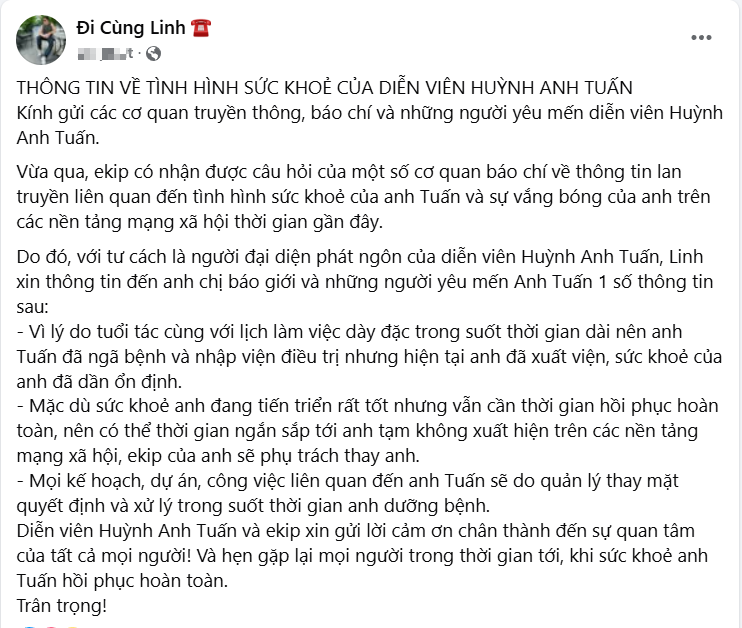 Tài tử 57 tuổi Huỳnh Anh Tuấn bị đột quỵ khi đang đi quay, tạm thời không xuất hiện trên MXH- Ảnh 1. Tài tử 57 tuổi Huỳnh Anh Tuấn bị đột quỵ khi đang đi quay, tạm thời không xuất hiện trên MXH- Ảnh 1.