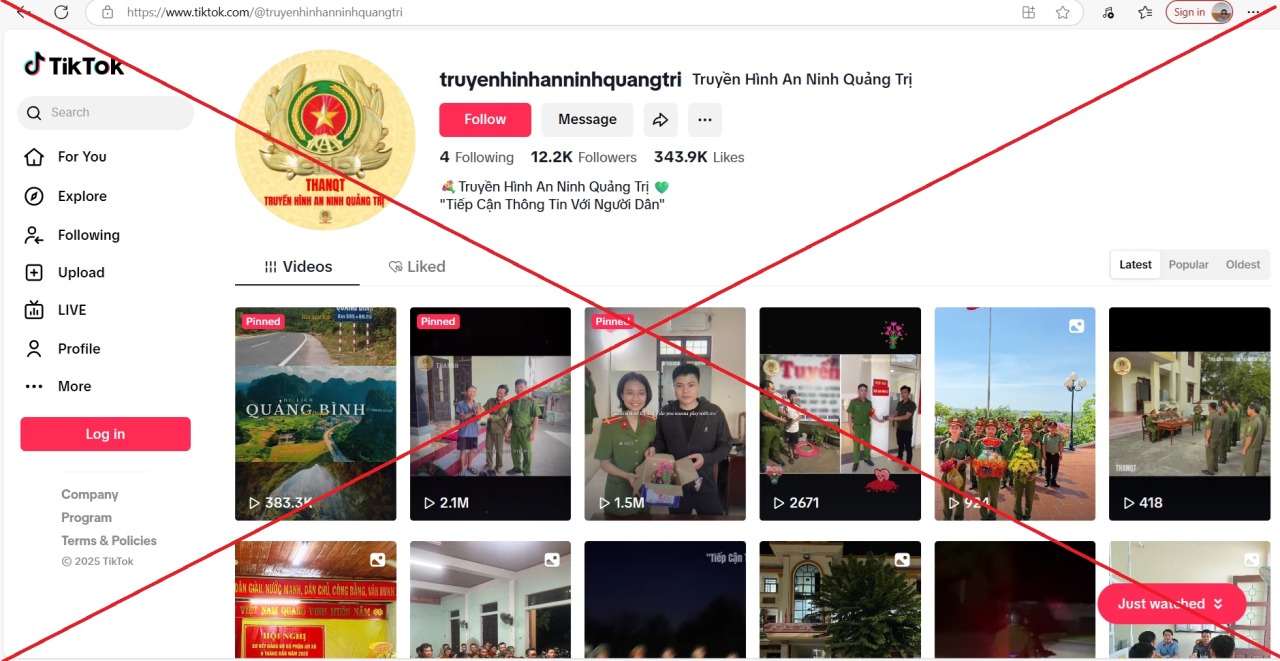 Sự thật trang Tiktok "Truyền hình An ninh Quảng Trị"- Ảnh 1. Sự thật trang Tiktok "Truyền hình An ninh Quảng Trị"- Ảnh 1.