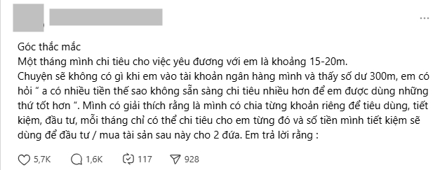 Lệch pha tài chính khó hạnh phúc: Chi 20 triệu/ tháng vẫn bị chê Lệch pha tài chính khó hạnh phúc: Chi 20 triệu/ tháng vẫn bị chê