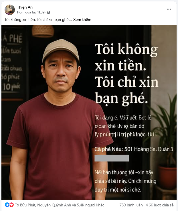"Tôi không xin tiền. Tôi chỉ xin bạn ghé": Chủ quán cafe ở TP.HCM đón nhận điều bất ngờ khi bài than bán ế quá viral- Ảnh 1. "Tôi không xin tiền. Tôi chỉ xin bạn ghé": Chủ quán cafe ở TP.HCM đón nhận điều bất ngờ khi bài than bán ế quá viral- Ảnh 1.