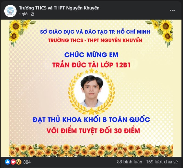 Lộ diện thủ khoa khối B toàn quốc đến từ trường tư thục: Từng ‘ẵm’ 2 giải Nhất môn Toán của thành phố, đạt 1038 điểm trong kỳ thi ĐGNL- Ảnh 1. Lộ diện thủ khoa khối B toàn quốc đến từ trường tư thục: Từng ‘ẵm’ 2 giải Nhất môn Toán của thành phố, đạt 1038 điểm trong kỳ thi ĐGNL- Ảnh 1.