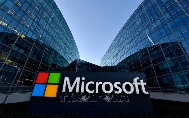 Biểu tượng Microsoft. Ảnh minh họa: AFP/TTXVN Biểu tượng Microsoft. Ảnh minh họa: AFP/TTXVN