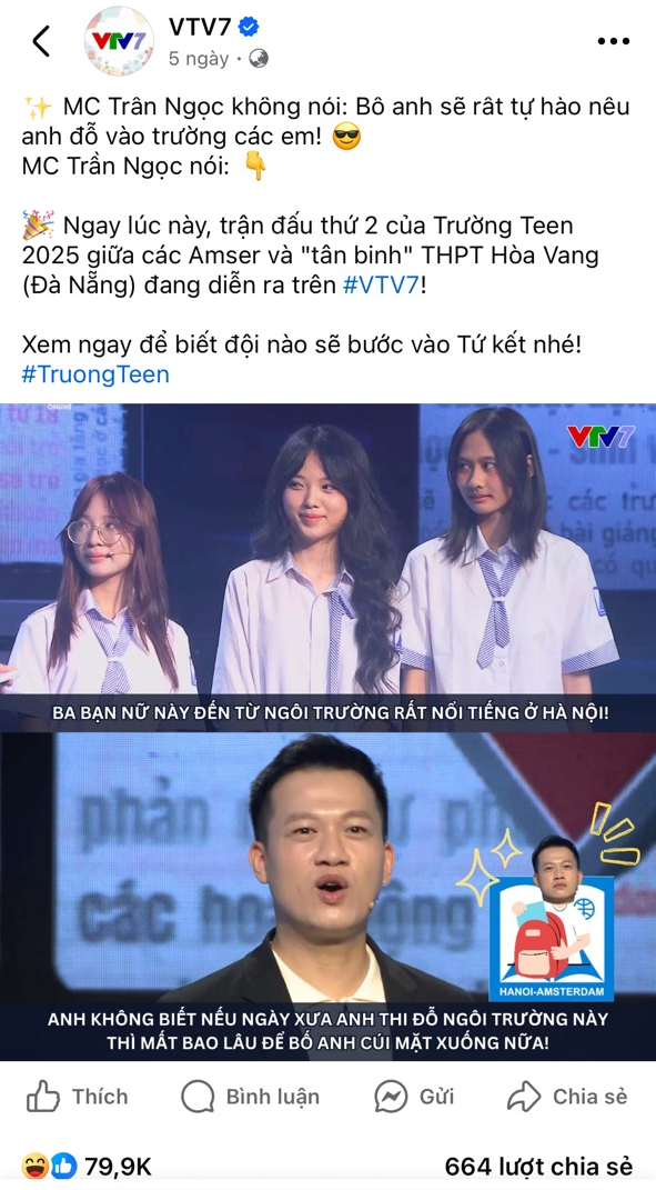 1 câu nói của MC đình đám VTV khiến 80.000 người "đổ xô" vào tương tác- Ảnh 1. 1 câu nói của MC đình đám VTV khiến 80.000 người "đổ xô" vào tương tác- Ảnh 1.