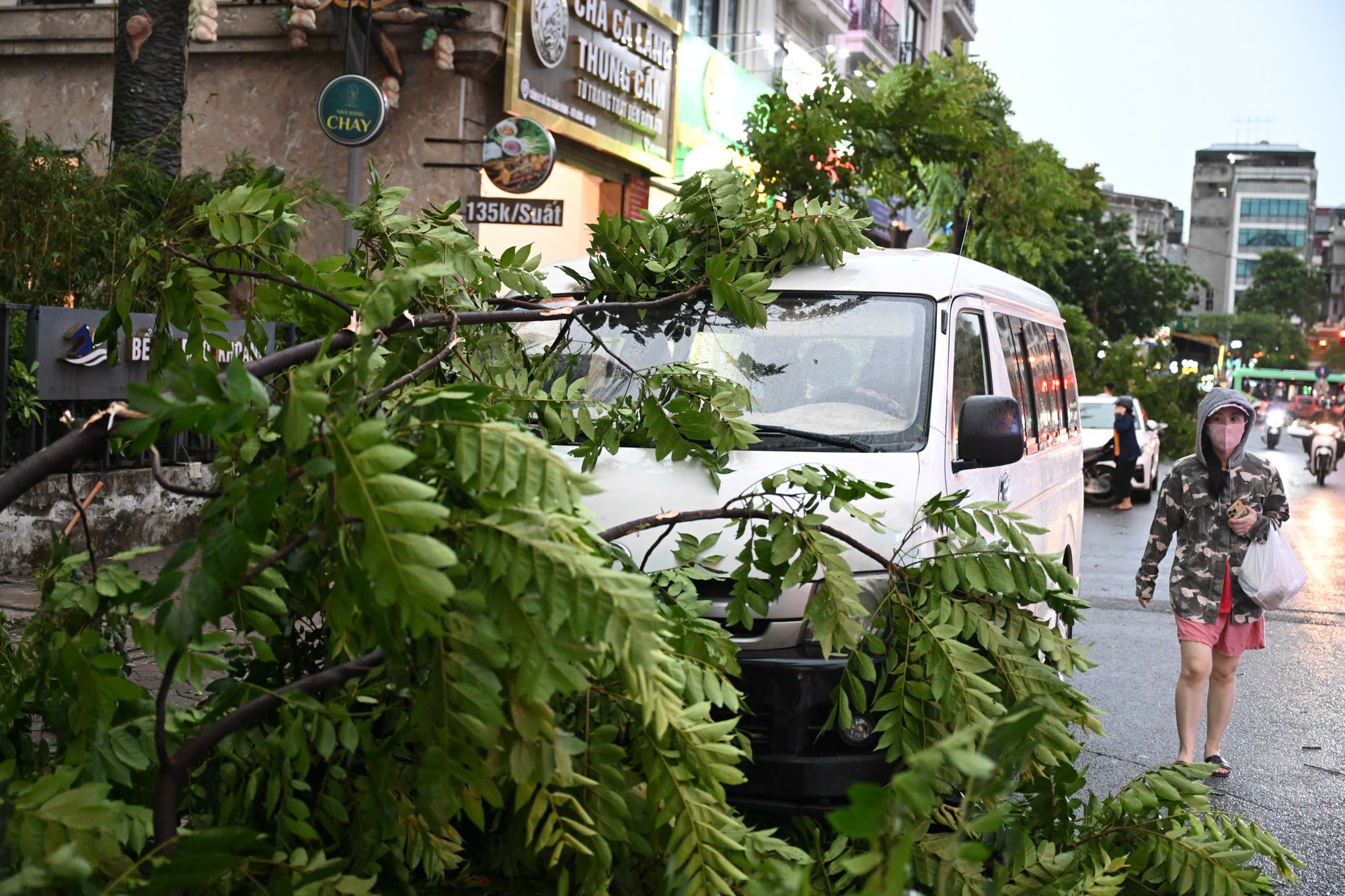 Chùm ảnh: Đường phố Hà Nội tan hoang sau cơn giông kinh hoàng, cây xanh bật gốc và gãy đổ hàng loạt- Ảnh 9.