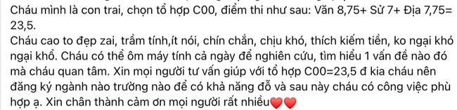 Xin tư vấn chọn ngành cho con "cao to, đẹp trai", bà mẹ Hà Nội khiến ai nấy phì cười: Chị đưa tiêu chí này là có ý gì?- Ảnh 1. Xin tư vấn chọn ngành cho con "cao to, đẹp trai", bà mẹ Hà Nội khiến ai nấy phì cười: Chị đưa tiêu chí này là có ý gì?- Ảnh 1.