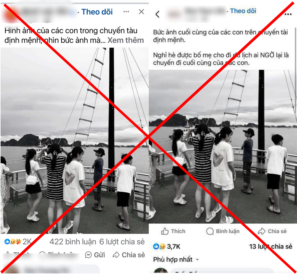 Phẫn nộ vì bức ảnh du lịch năm 2024 của các em nhỏ bị xuyên tạc thành “khoảnh khắc cuối cùng” trước vụ lật tàu ở Hạ Long- Ảnh 1. Phẫn nộ vì bức ảnh du lịch năm 2024 của các em nhỏ bị xuyên tạc thành “khoảnh khắc cuối cùng” trước vụ lật tàu ở Hạ Long- Ảnh 1.