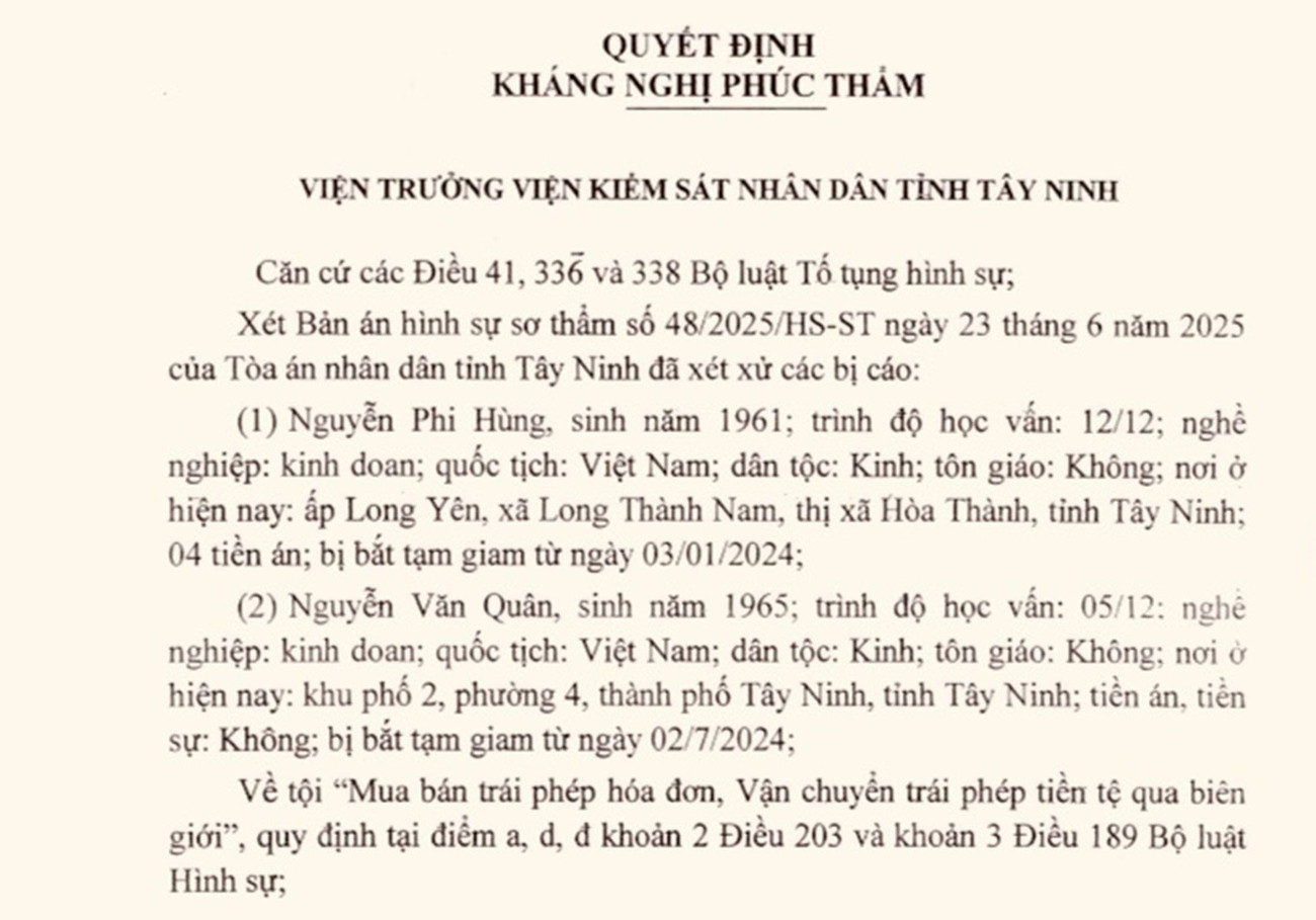 Vụ vận chuyển 234 triệu USD qua biên giới tại Tây Ninh: Hai cấp Viện Kiểm sát cùng kháng nghị tăng hình phạt- Ảnh 2. Vụ vận chuyển 234 triệu USD qua biên giới tại Tây Ninh: Hai cấp Viện Kiểm sát cùng kháng nghị tăng hình phạt- Ảnh 2.