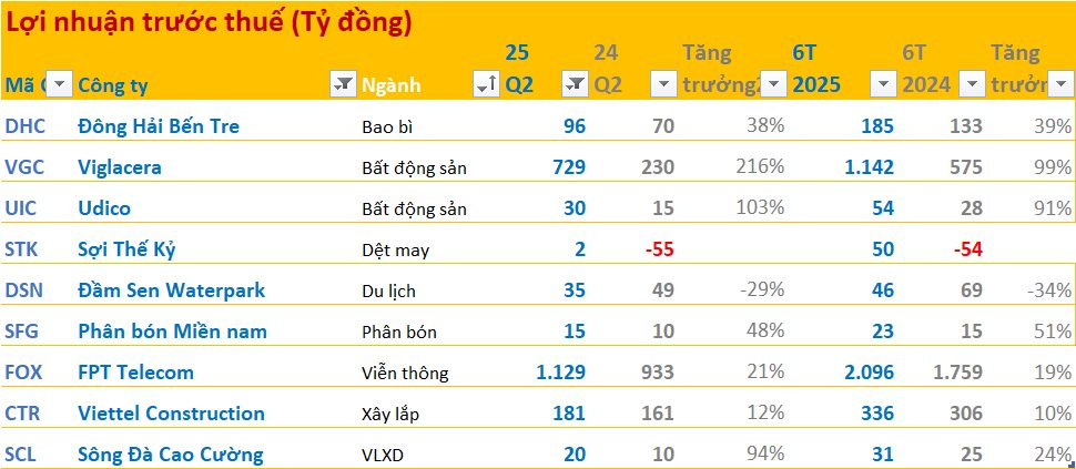Cập nhật BCTC quý 2/2025 ngày 27/7: Viglacera báo lãi tăng hơn 200%, FPT Telecom, MWG lập kỷ lục- Ảnh 1.