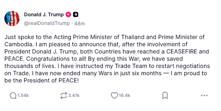 Ông Trump sẽ khởi động lại đàm phán thương mại với Thái Lan và Campuchia- Ảnh 1. Ông Trump sẽ khởi động lại đàm phán thương mại với Thái Lan và Campuchia- Ảnh 1.