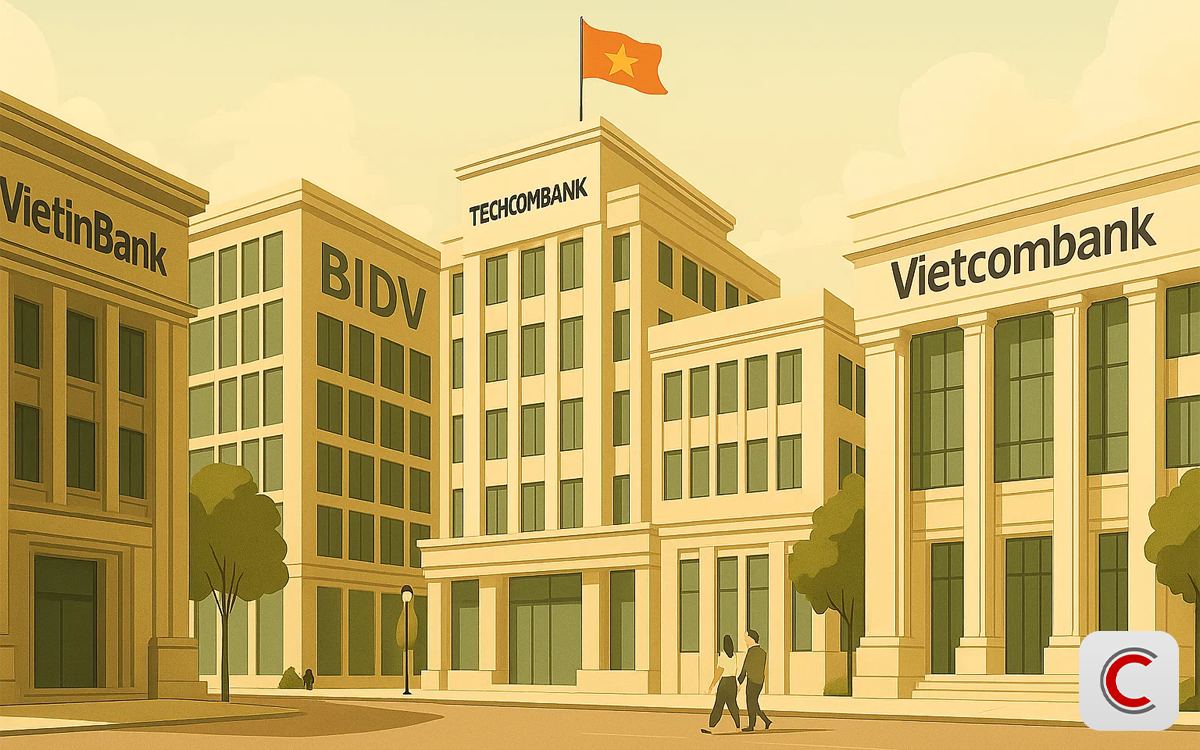 Cuộc đua vốn hóa: Vietcombank sa sút, Techcombank bứt phá bỏ xa VPBank, VietinBank áp sát BIDV- Ảnh 1.