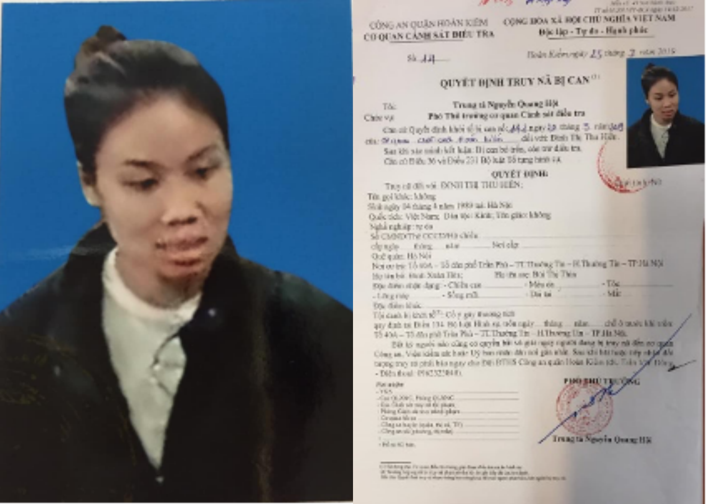 Truy nã Đinh Thị Thu Hiền sinh năm 1989- Ảnh 1. Truy nã Đinh Thị Thu Hiền sinh năm 1989- Ảnh 1.