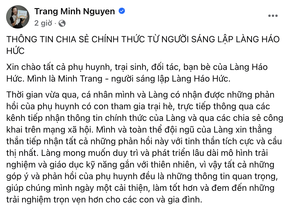 Toàn cảnh ồn ào trại hè Làng Háo Hức: 3 lần lên tiếng vẫn không khiến phụ huynh nguôi giận- Ảnh 8. Toàn cảnh ồn ào trại hè Làng Háo Hức: 3 lần lên tiếng vẫn không khiến phụ huynh nguôi giận- Ảnh 8.