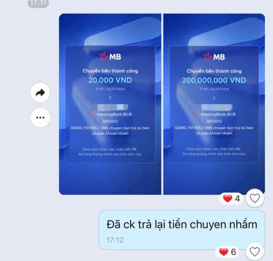 Tài khoản ngân hàng đột nhiên nhận được 200 triệu, một lúc sau có người gọi điện yêu cầu trả lại: Cặp vợ chồng nghi bị lừa đảo liền báo công an- Ảnh 1.