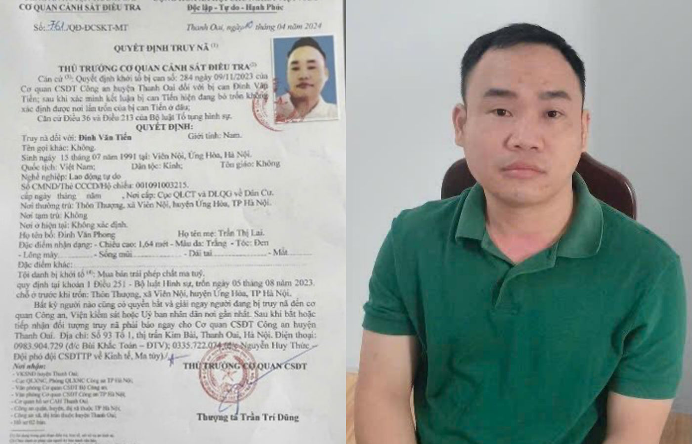 Đinh Văn Tiến ra đầu thú- Ảnh 1. Đinh Văn Tiến ra đầu thú- Ảnh 1.