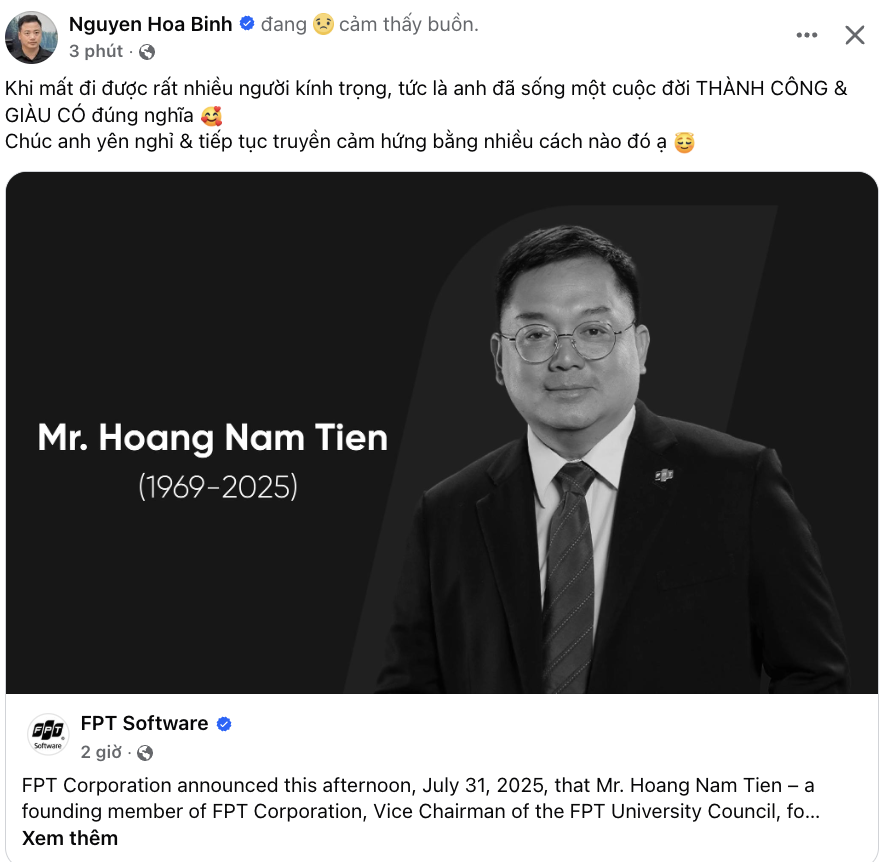 Loạt sếp lớn, nghệ sĩ, người hâm mộ gửi lời tiếc thương đến ông Hoàng Nam Tiến: "Hẹn gặp anh ở 1 kiếp khác..."- Ảnh 6. Loạt sếp lớn, nghệ sĩ, người hâm mộ gửi lời tiếc thương đến ông Hoàng Nam Tiến: "Hẹn gặp anh ở 1 kiếp khác..."- Ảnh 6.