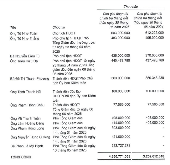 Thu nhập của sếp doanh nghiệp bất động sản trong nửa đầu năm 2025 như thế nào?- Ảnh 2.